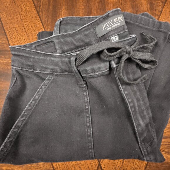 JUDY BLUE LOS ANGLES BLACK JOGGERS DENIM JEANS - Picture 1 of 6